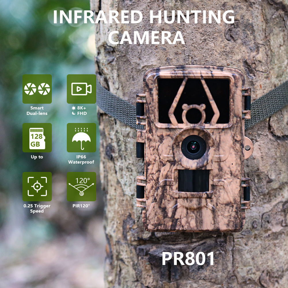 Cross-Border 8K High-Definition Wifi Outdoor Waterproof Camera Infrared Sensor Night Vision Hunting Camera Forest Animal Monitoring