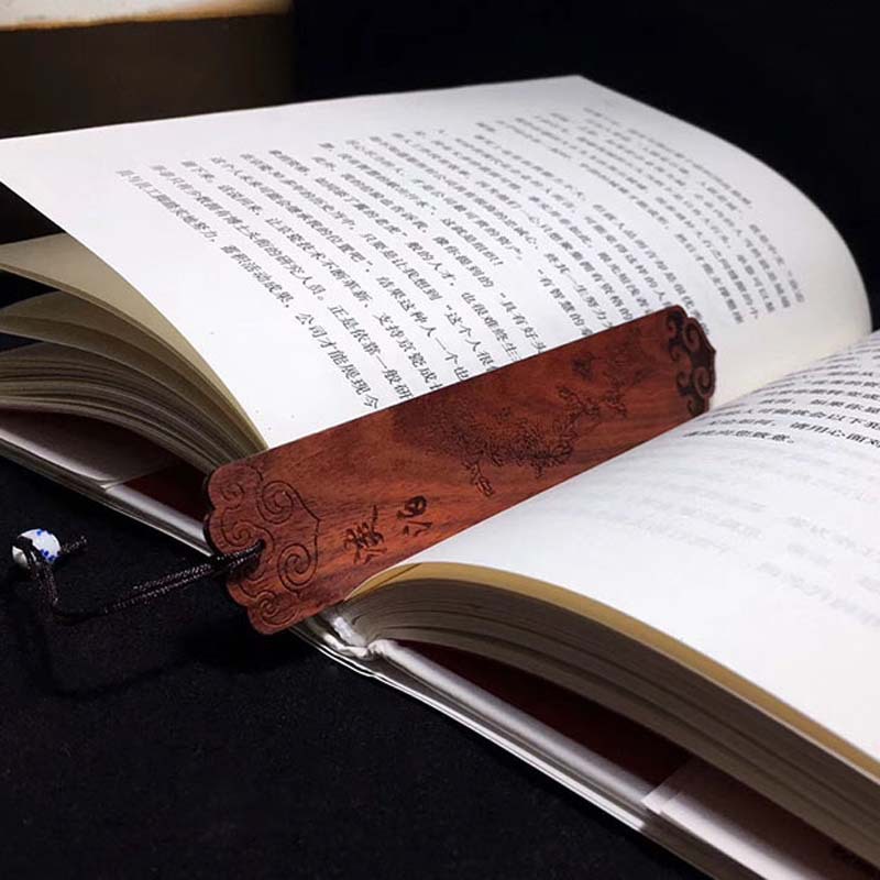 Chinese Style Engraved Gift Cut Out Chinese Style Souvenir Logo Wooden Bookmark Classical High-End Exquisite Gift Box Practical
