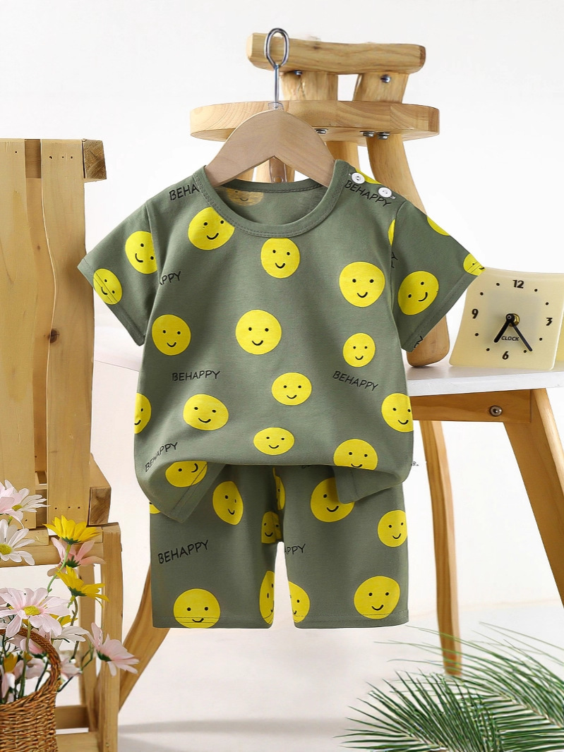 Children's Clothing Kidsren's Short-Sleeve Set Cotton T-Shirt Twinset Baby Baby Clothes Korean Kidsren's Clothing