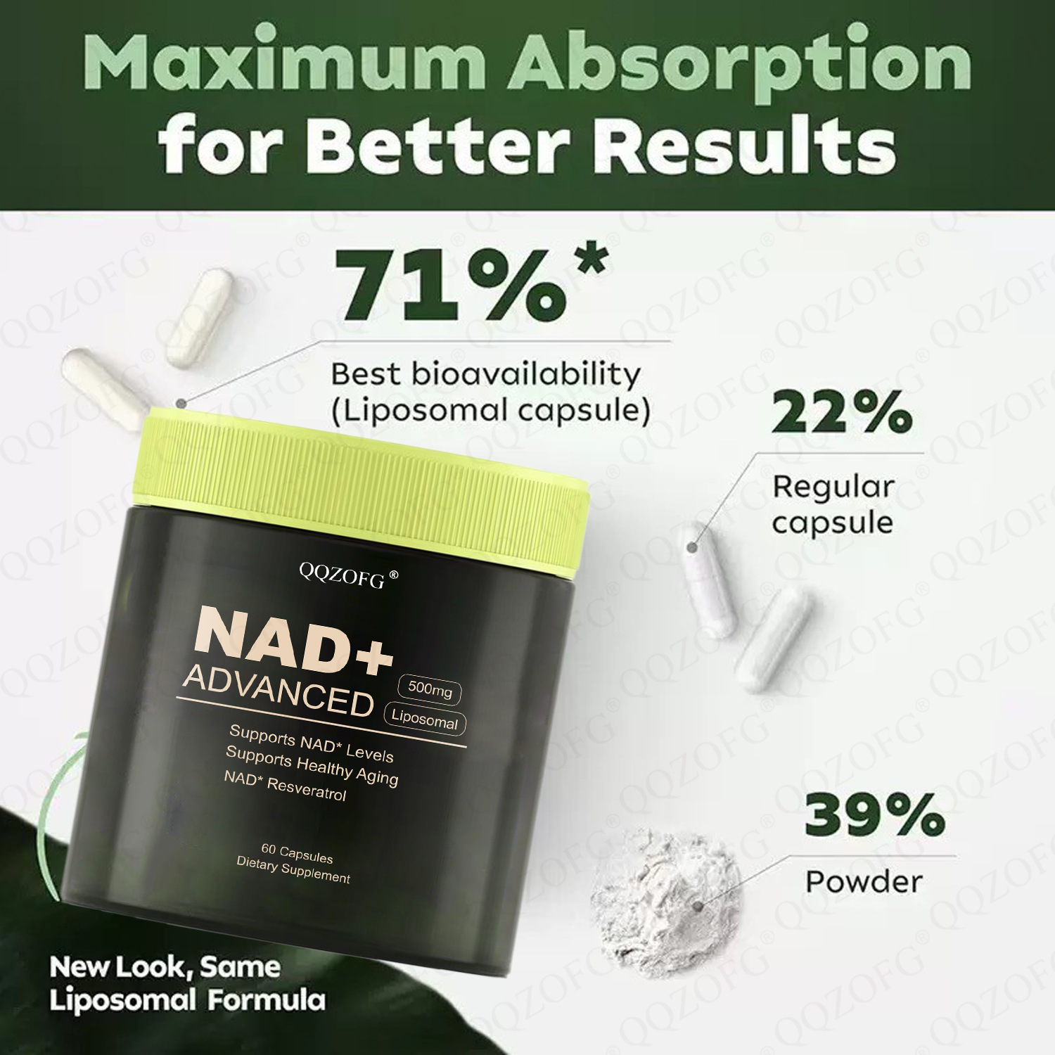 Spot Tk Amazon горячие продажи 60 капсул никотинамида нуклеотидные капсулы Nad+Advanced источник фабрики прямые продажи