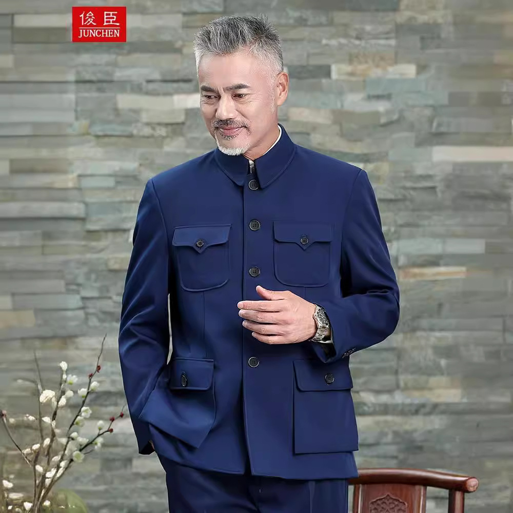 Middle-Aged and Elderly Regular Style Zhongshan Clothes, All-Season Dad Tops, Zhongshan Clothes, Old People's Clothes, Cotton Jackets