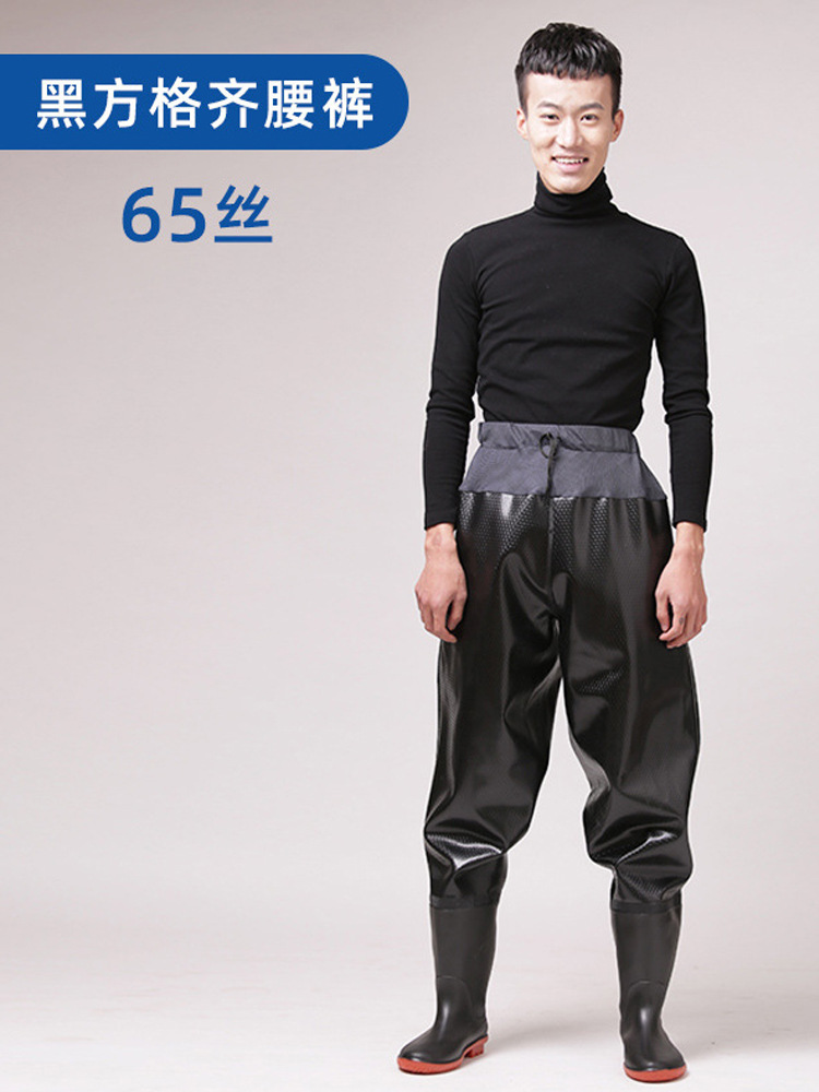 Pvc Waterproof Half-Body Rain Pants Men's Thickened Suspenders Wading Pants Outdoor Camping Wading Pants Manufacturer