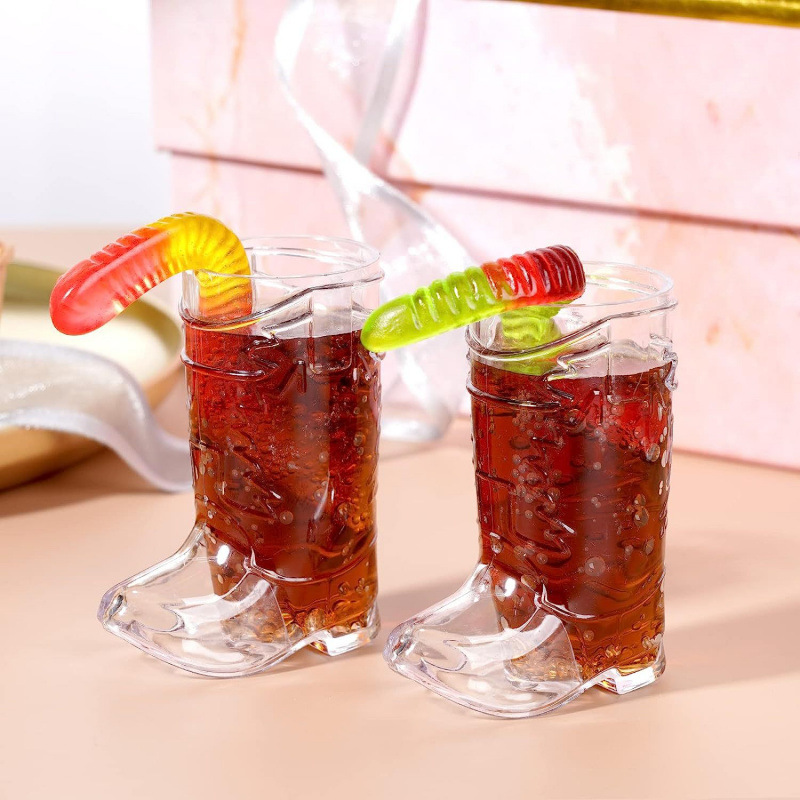 Tangzheng Spot Cowboy Boots Plastic Wine Glasses Western Cowboy Theme Party Drinks Transparent Shot Glasses Bachelor Party