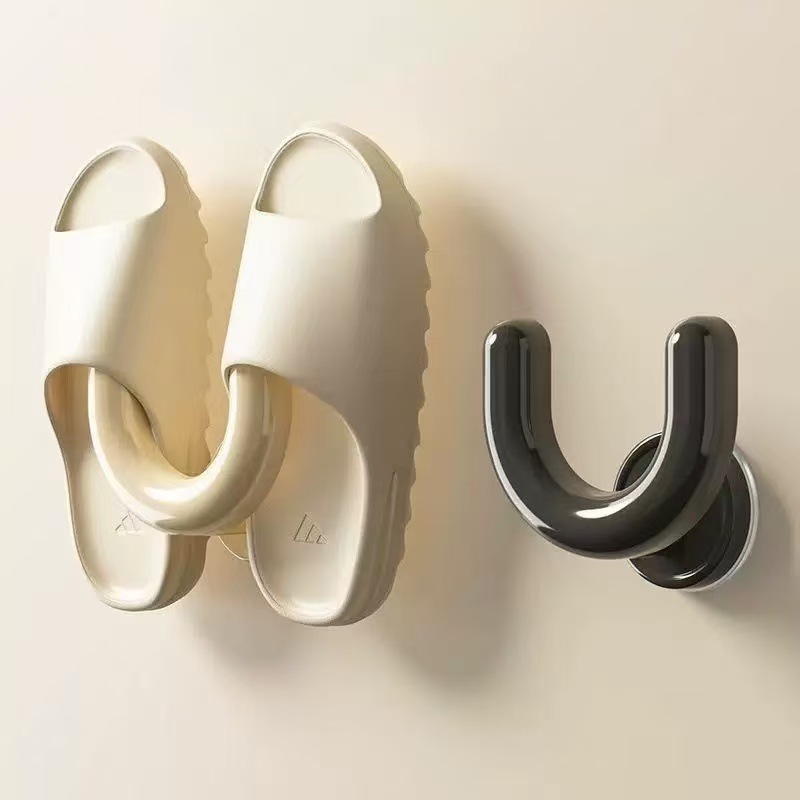 Bathroom Suction Cup Slipper Rack, No-Drill Wall-Mounted Toilet Bathroom-Specific Wall Drainage Rack Hook Storage Rack