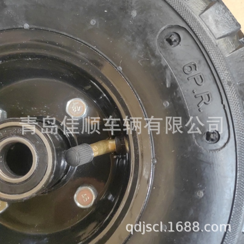 10-Inch Two-Wheel Trolley Cargo Warehouse Caster Thickeneded 4.10/3.50-4 Square Flower Wear-Resistant Black Pneumatic Wheel