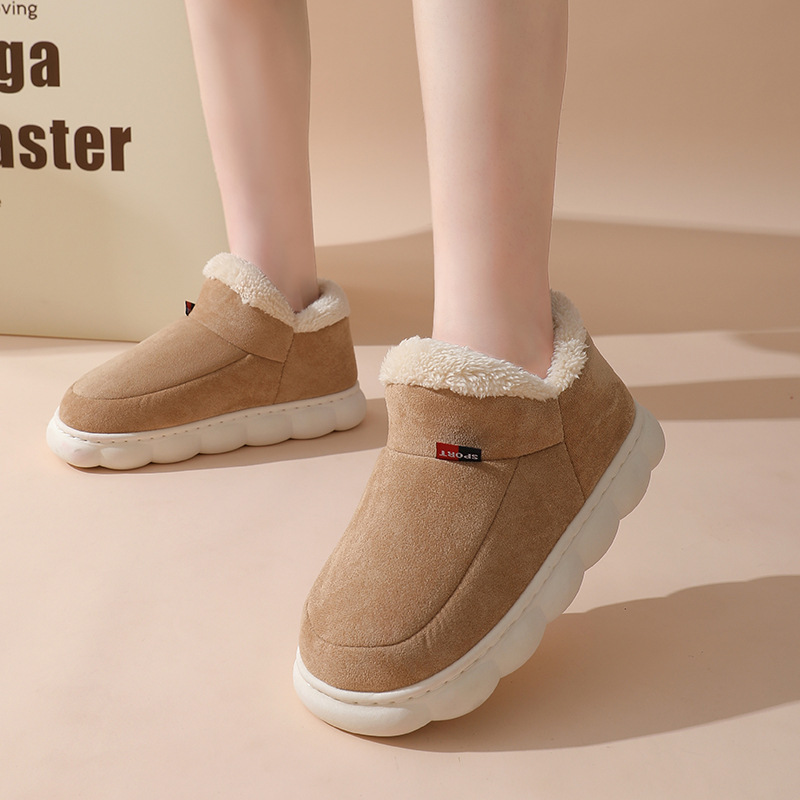 2024 cross-border foreign trade in stock old cotton shoes men and women winter wear bag heel fleece-lined indoor warm thick-soled cotton shoes men