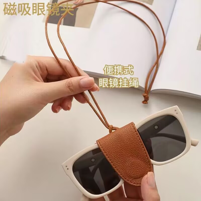 Cross-border New Storage Bag Hanging Neck Bluetooth Headset Glasses Key Leather Portable Cool Wind Bag Necklace