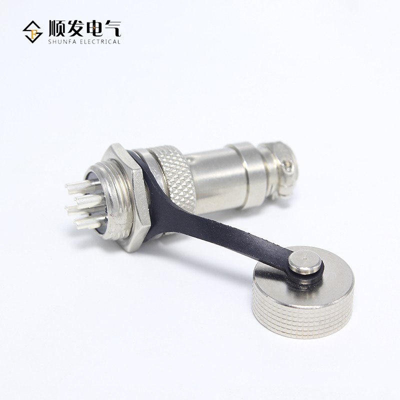 Aviation plug dust cover waterproof cover metal rubber GX12 GX16 GX20 all metal chain