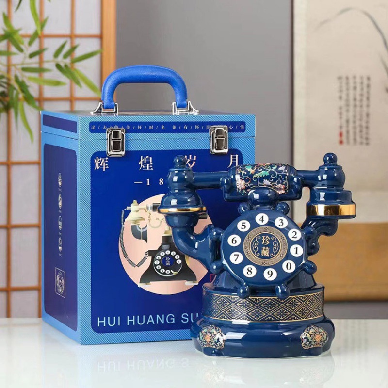 Jingdezhen Ceramic Wine Bottles 1.5kg Pcs Telephone Wine Bottles 1.5kg High Temperature Color Glaze Home Furnishings Wine Jar Flask
