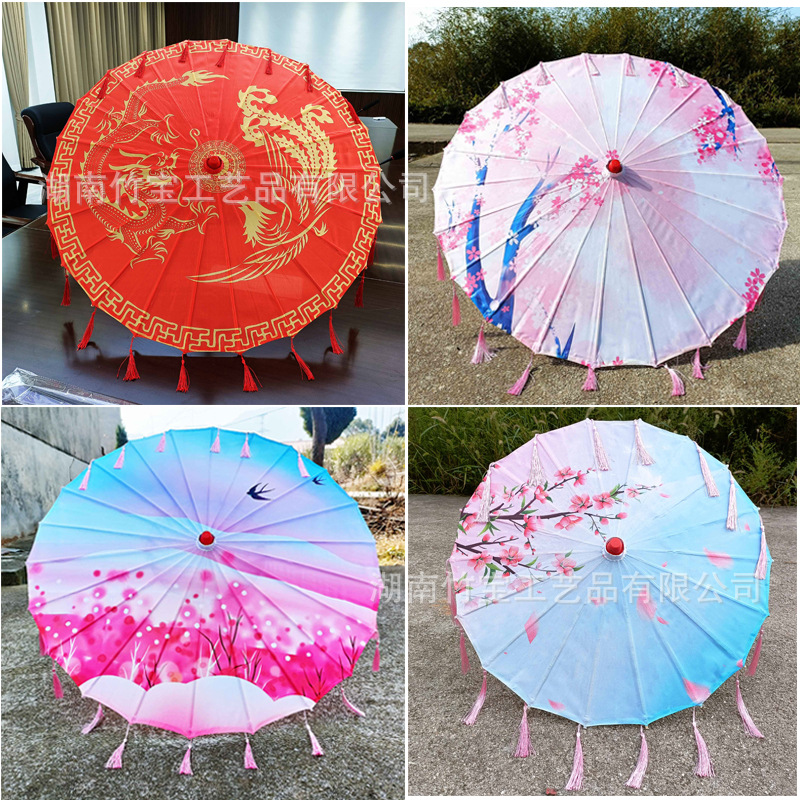 Большой печатный зонтик с кисточками масляный бумажный зонтик классический солнцезащитный зонтик фотоданс антикварный печатный шелковый зонтик