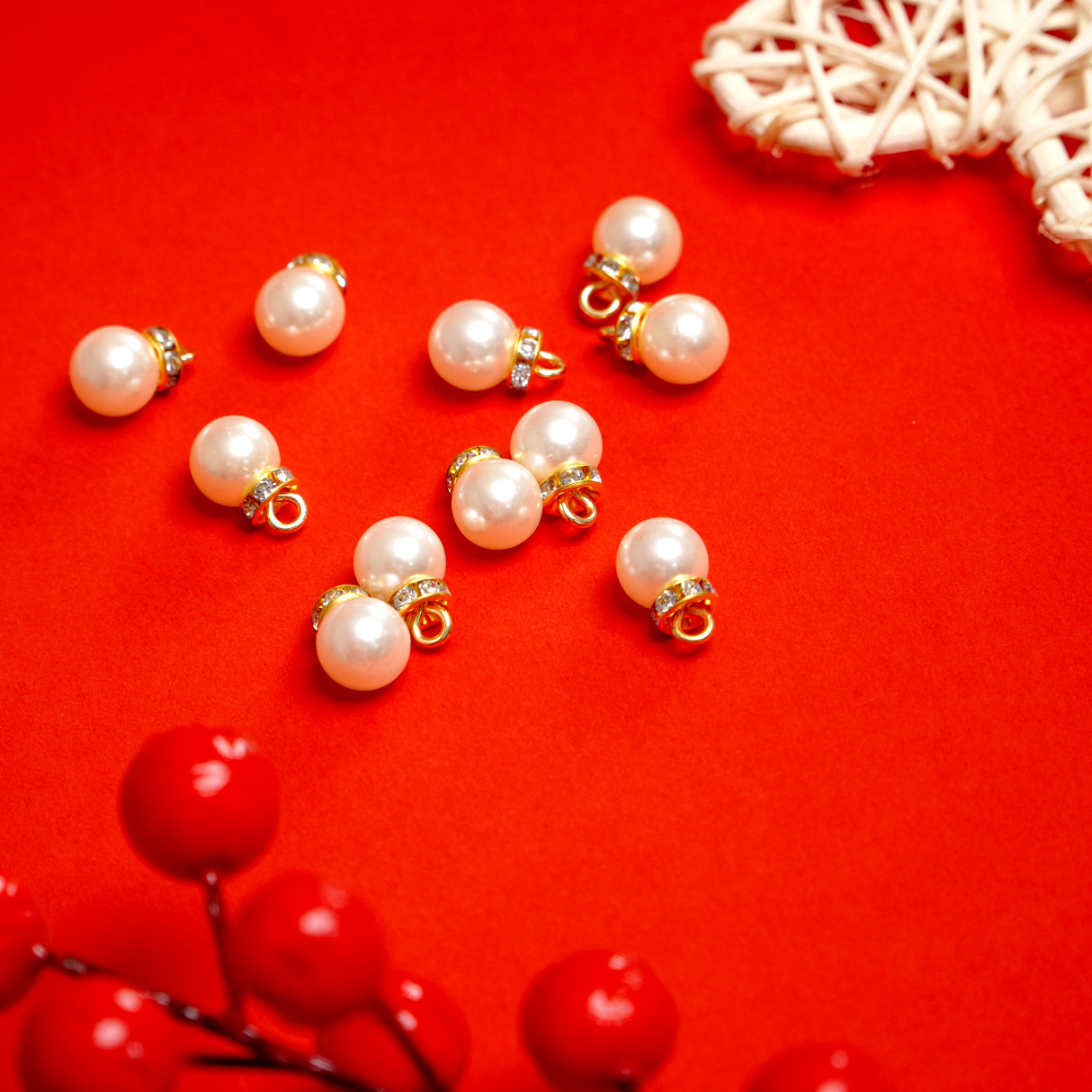 Lin Feng shoelace wedding shoes accessories decorative wedding shoes beaded cute Pearl red Xi jewelry wholesale wedding supplies