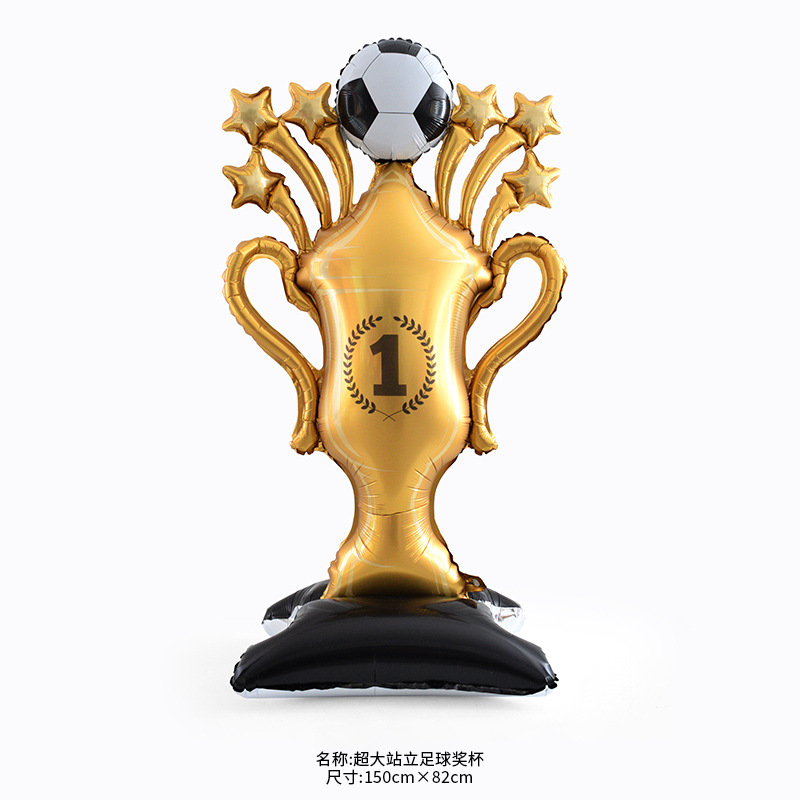 New Extra-Large Standing Football Trophy Aluminum Foil Balloon for World Cup Scene Decoration