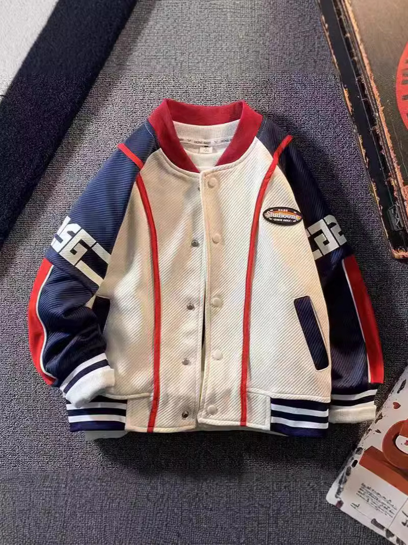Boys' Baseball Uniforms Spring and Autumn 2025 New Medium and Large Children's Street Boys Autumn Children's Fashion Patchwork Jackets Trendy