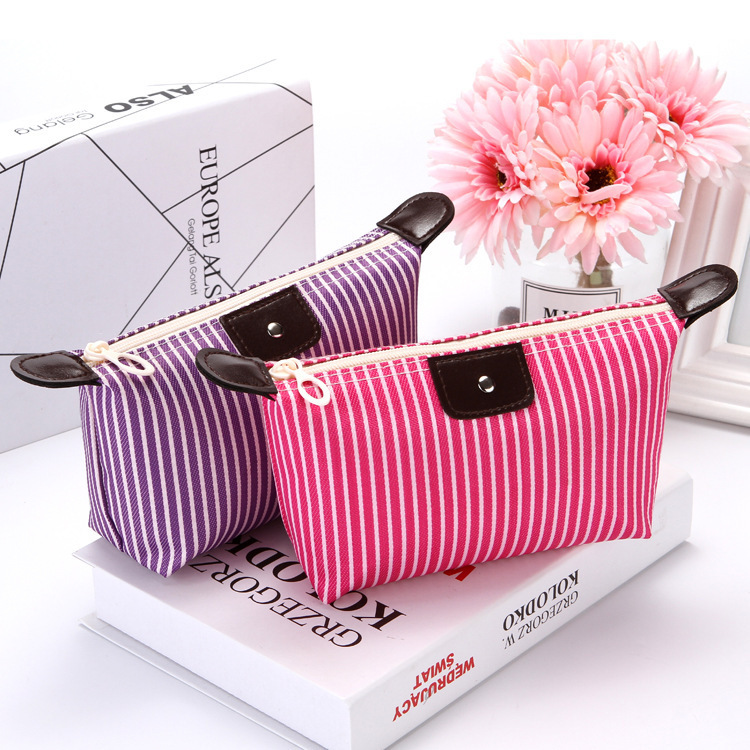 New Dumpling Cosmetic Bag Folding Striped Dumpling Cosmetics Waterproof Toiletry Storage Bag Gift Storage Bag in Stock