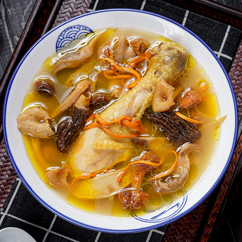 Mushroom Soup Packs with Morel Mushrooms, Deer Antler Mushrooms, and Bamboo Fungus, Dried Mushrooms, Agricultural Products, Yunnan Colorful Mushroom Soup Packs for Soup Making, Wholesale