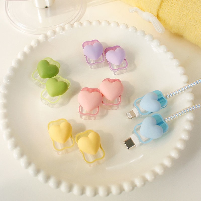 Pink Gradient Heart Wave 20W Charging Head Cover Suitable for Apple 16 Charger Protective Cover Cable Bite Anti-Breakage