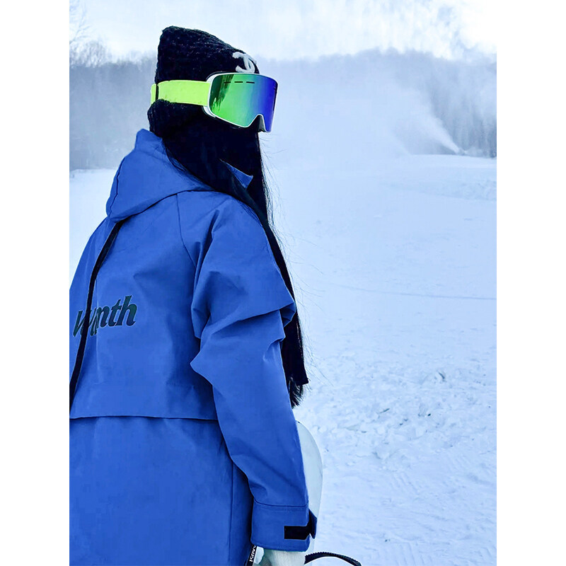 Winter outdoor sports veneer large pocket ski suit neutral fleece-lined silver fox velvet waterproof windproof coat wholesale running volume