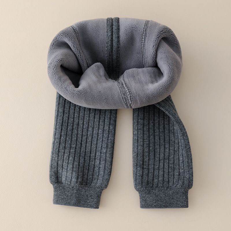 Children's One-piece Fleece Leggings Winter Thickened Baby Leggings Warm Pants Boys and Girls Cotton Pants