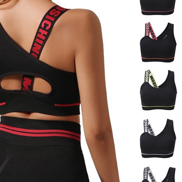 Кросс-бодрствующий спортивный бюстгальтер на одно плечо с эластичной лентой, поднимающий, комплект из трех предметов для бега и фитнеса