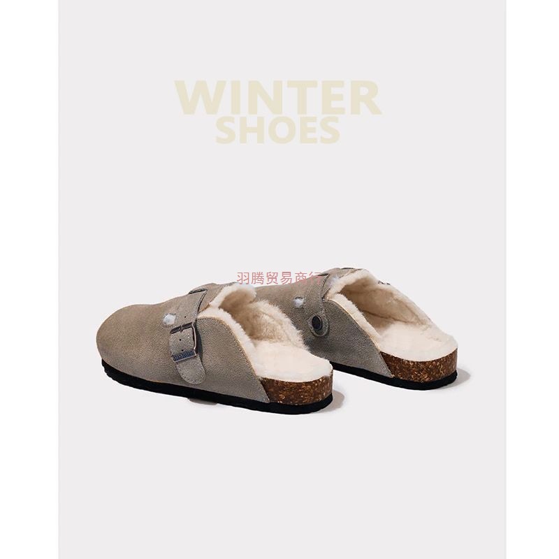2025 New 4.5cm Height-Increasing Thick-Soled Birkenstock Shoes Autumn and Winter Fleece-Lined Cotton Slippers Women's Outer Wear Birkenstock Shoes