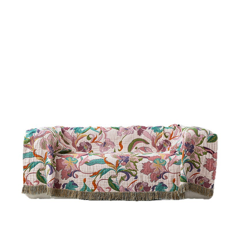 Pure Cotton Gauze Bed Cover Sofa Blanket Towel Quilt Wholesale Air Conditioning Blanket Summer Cool Quilt Tassel Bed and Breakfast Sofa Towel Blanket