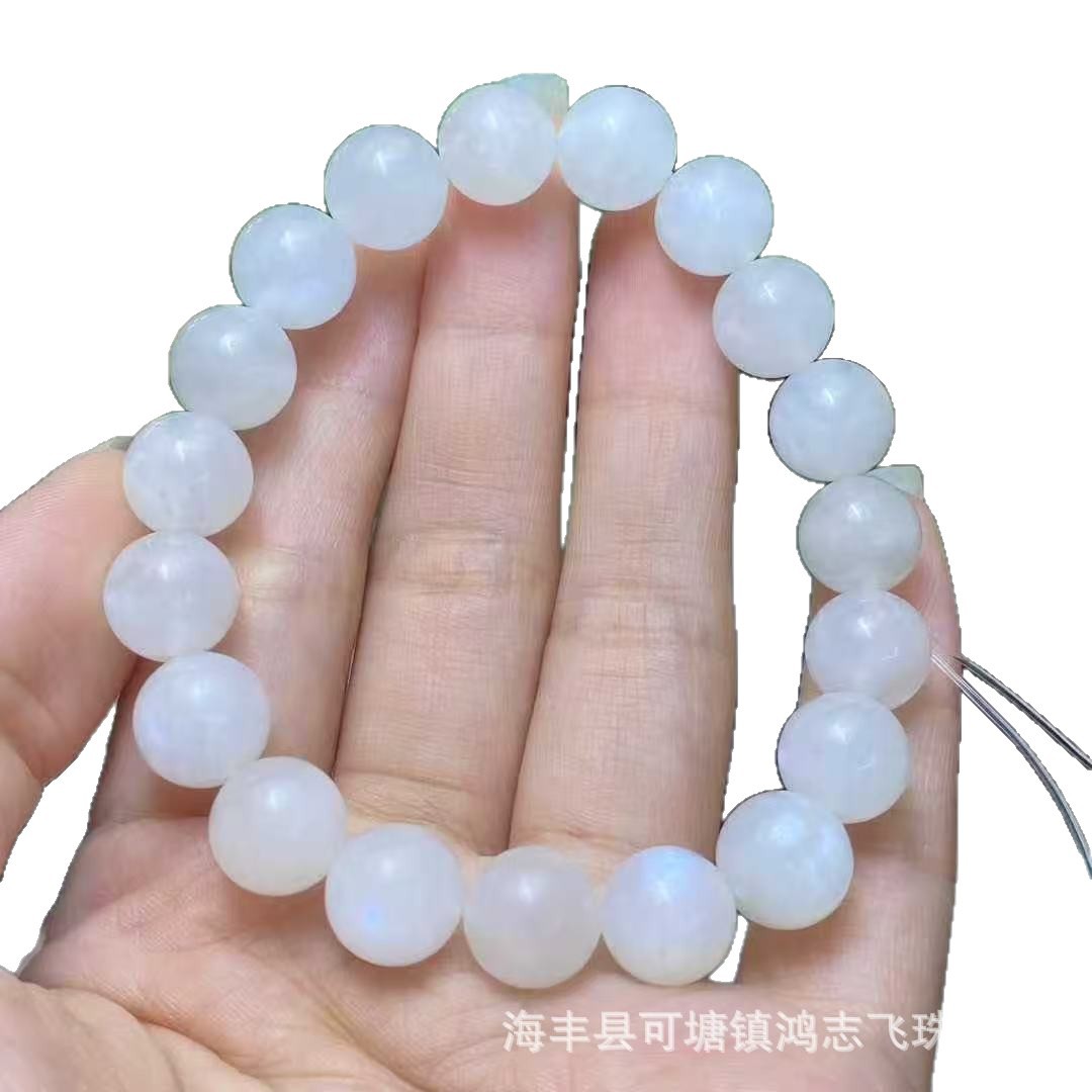 Natural Blue Moonlight Bracelet Moonstone Crystal Bracelet DIY Accessories Cream Body Blue Moonlight Blue Light Effect Waxy Body
