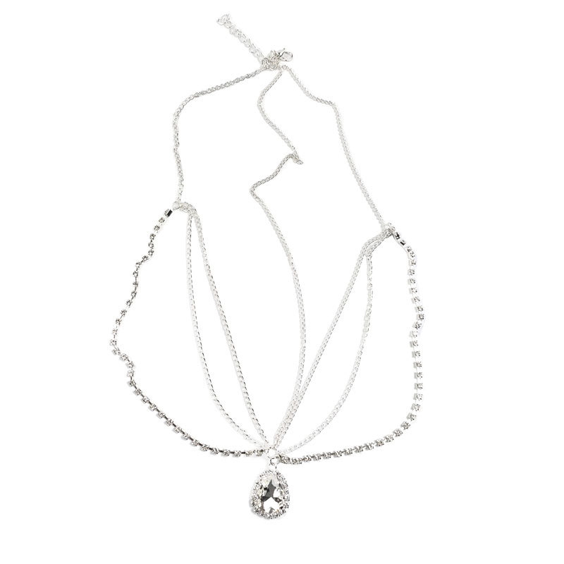 European and American Forehead Chain Crystal Forehead Ornament Eyebrow Pendant Headdress Water Drop Hair Ornament Head Chain Bohemian Ethnic Headdress