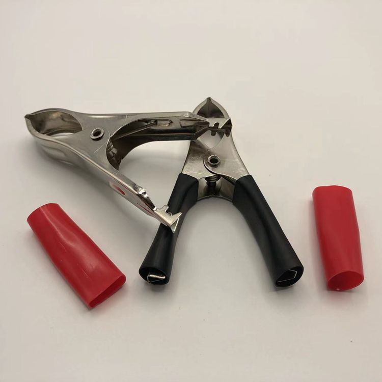 Factory direct nickel-plated iron red and black 30A alligator clip battery charging clip test clip 70mm alligator clip wholesale
