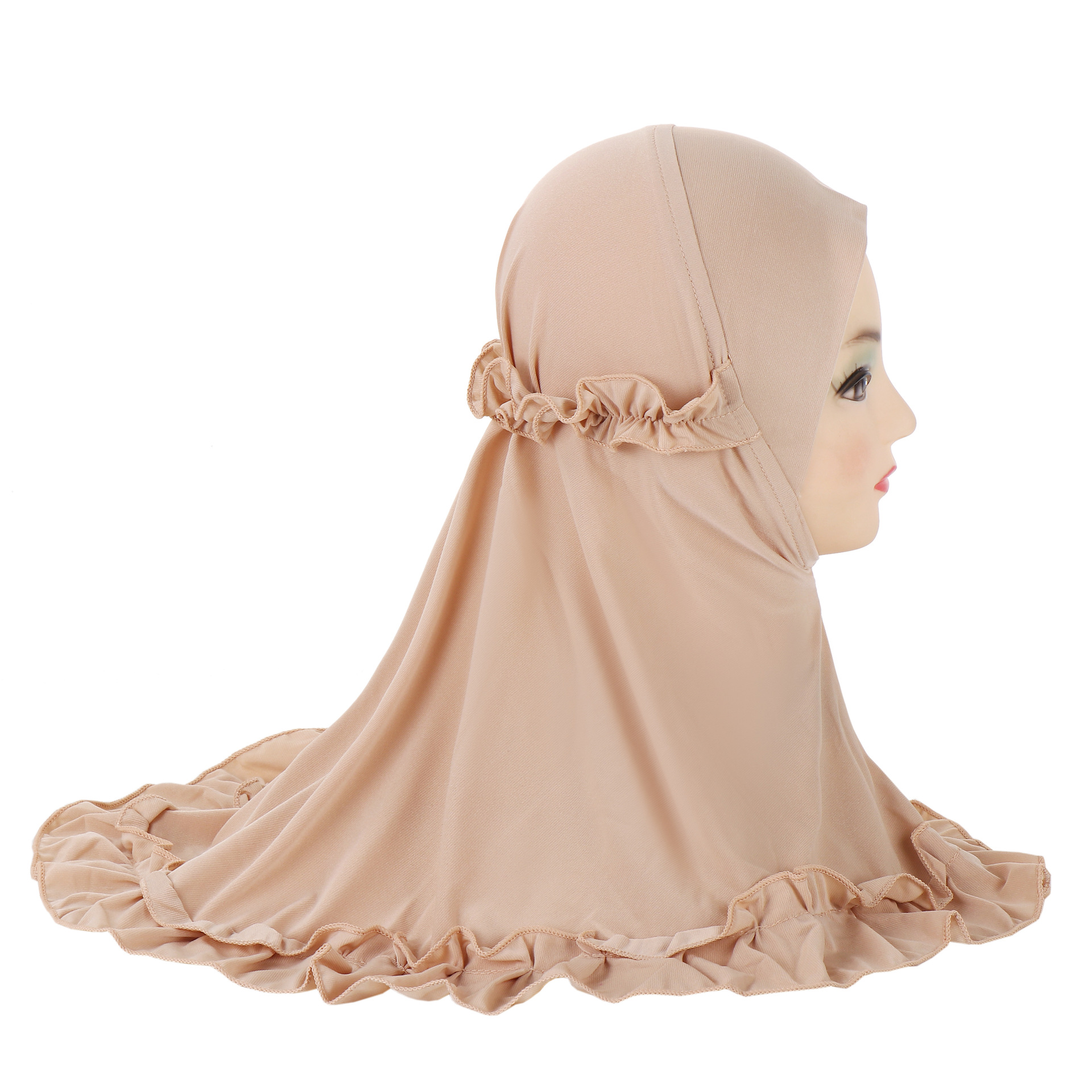 Cross-border Hot Selling Hem Ruffled Lace Little Girl Children's Headscarf Malay Gauze H361