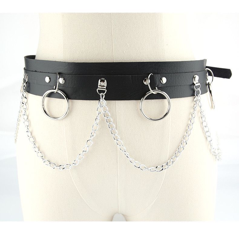 Dark Chain Punk Belt for Women, Hip-Hop Gothic Style, Suitable for Pairing with Dresses, Jk Jacket Decoration, Studded Belt