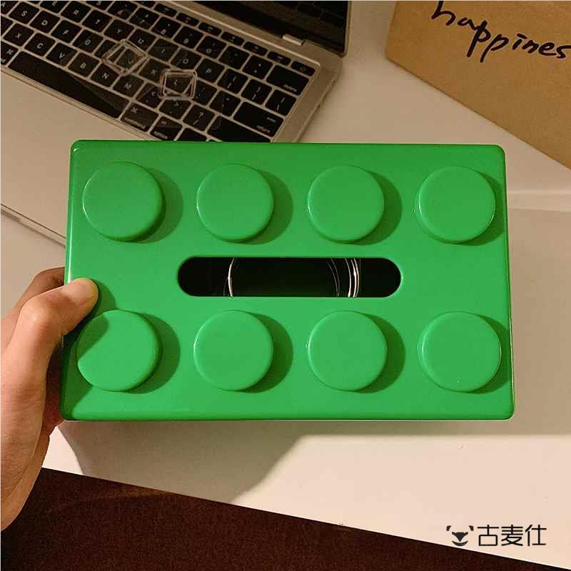 Creative building blocks dopamine tissue box desktop living room cute high color value with spring paper box coffee table storage box
