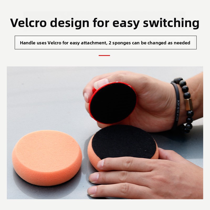 Car Waxing Machine with Handle, Sponge, Cotton Artifact, Car Manual Car Waxing Sponge Tool, Manual Polishing