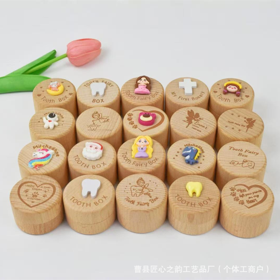 Деревянная коробка для молочных зубов, коробка для хранения пуповины и волос, памятная коробка для зубов