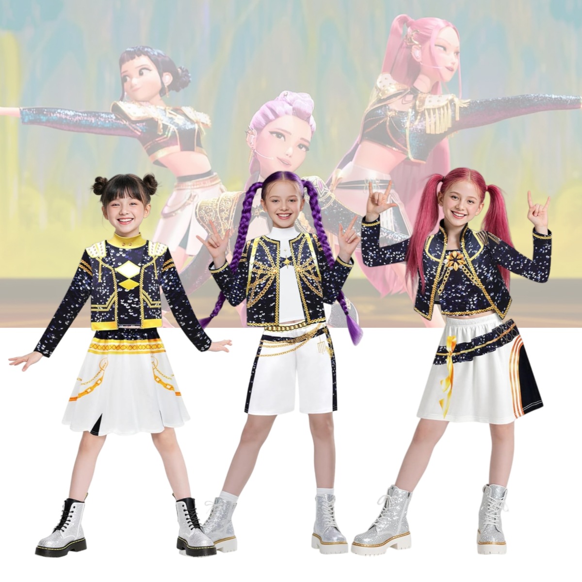 Кросс-бодер новая одежда для девочек K-Pop Hunter, черная кожаная одежда с 3D цифровой печатью Mirazoi Lumi