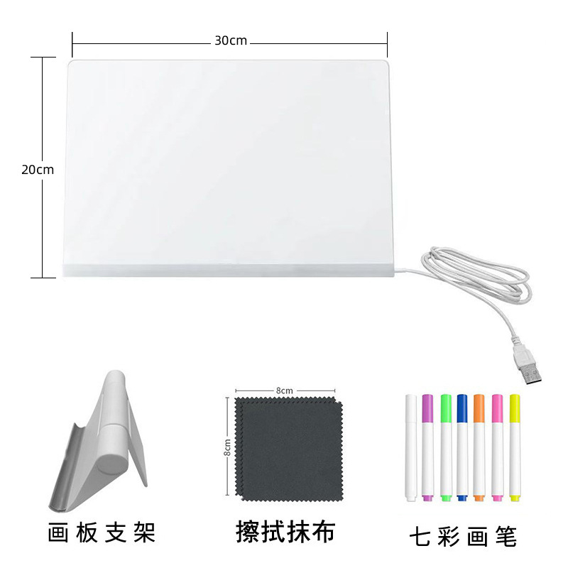 Cross-Border DIY Kidsren's Painting Luminous Drawing Board Erasable Blackboard Night Market Stall Billboard Acrylic Drawing Board