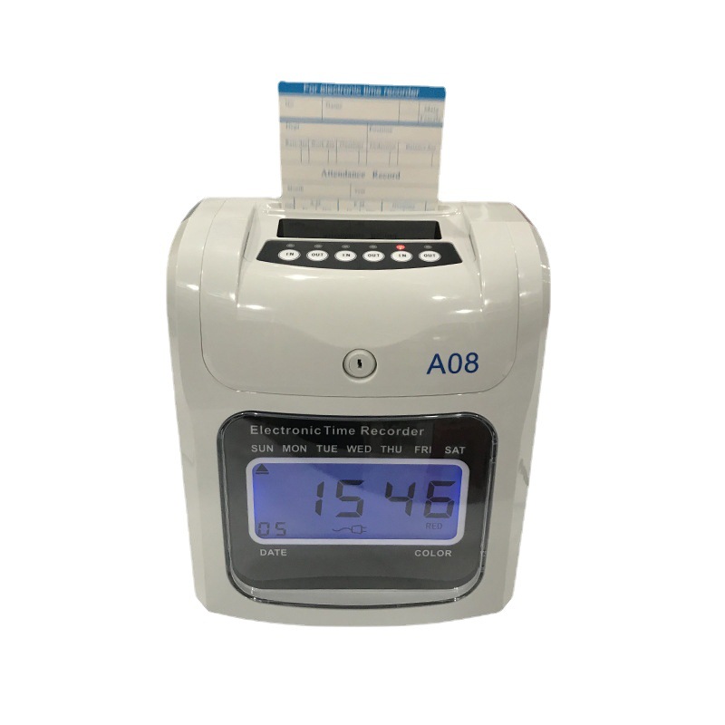 English Version of Attendance Machine, Two-Color Clock, Automatic Shift, Multiple Class Times, Can Be Equipped with Batteries, Multi-National English Card Recognition