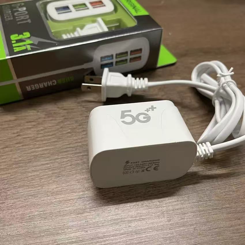 Factory Direct Sales New Power Strip Charger 6Usb Multi-Port 3.1A Charger Fast Charging Mobile Phone Charger Universal