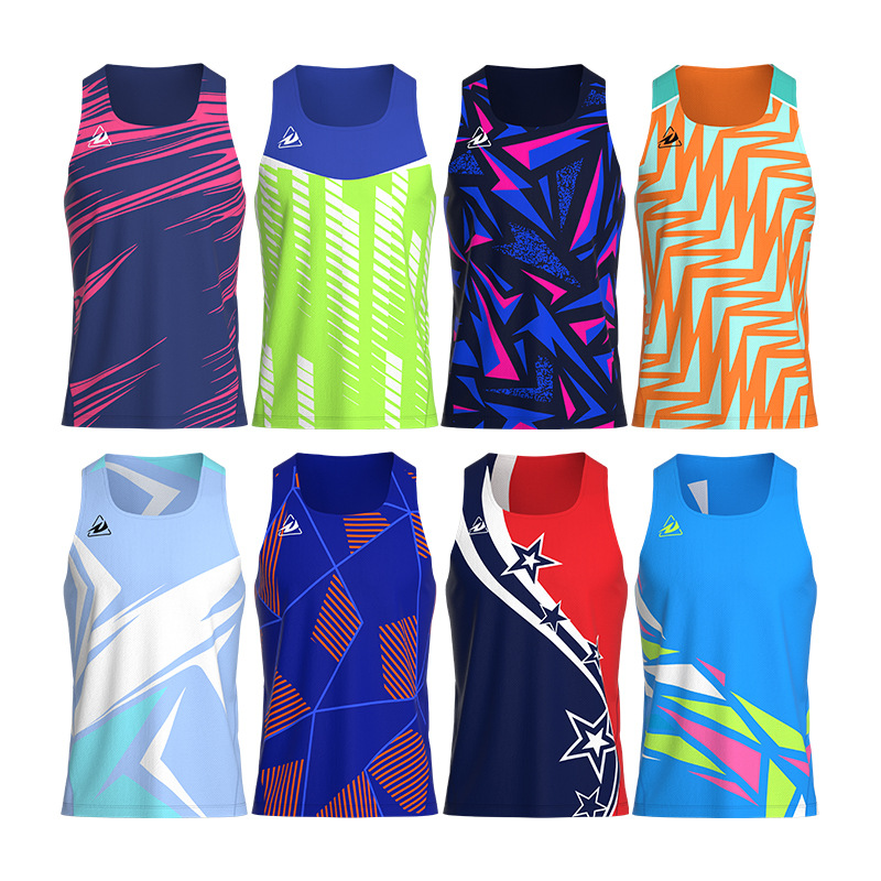 Новая сублимационная одежда для легкой атлетики, мужская, для марафонских соревнований, фитнес, бег, быстро сохнущая дышащая майка, кастомизация