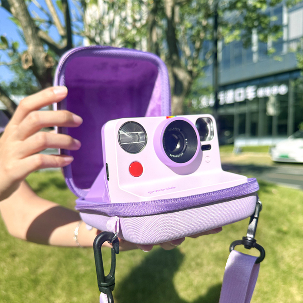 Подходит для Polaroid, универсальная косметичка с текстурой фиолетовой ткани, защитный жесткий чехол из EVA