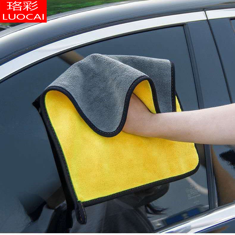 Полотенце для мойки автомобиля, двухцветное, двустороннее, супер волокно, утолщенное, впитывающее, прямая продажа