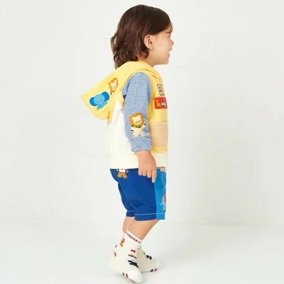 [in Stock] 25 Autumn/Winter Trendy Brand High-End Children's Clothing Miki Color-Block Navy Bear Children's Vest