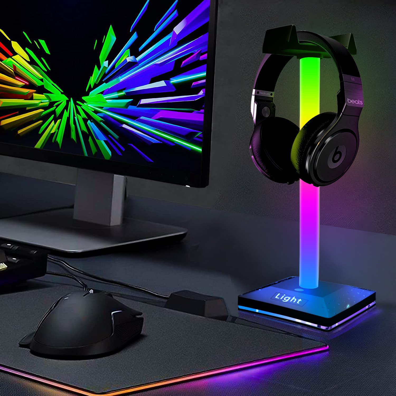 Desktop Atmosphere Light Headphone Stand Colorful 2811 Built-in IC E-sports Atmosphere Light Touch Model