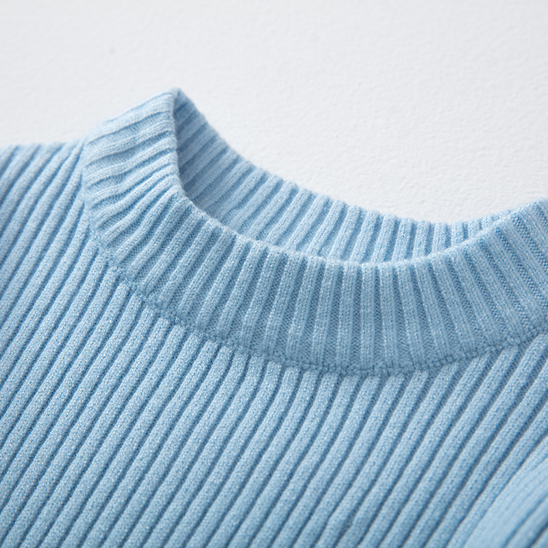 2025 Solid Color Crew Neck Pullover Warm Toddler Sweater for Boys and Girls, Korean Style Base Shirt, Vintage and Versatile