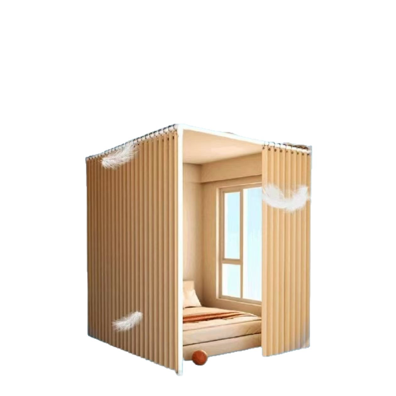 1 Screen Partition for Living Room, Home Office Partition for Privacy Protection, No Drilling Required, Retractable and Warm-Insulating Partition Curtain