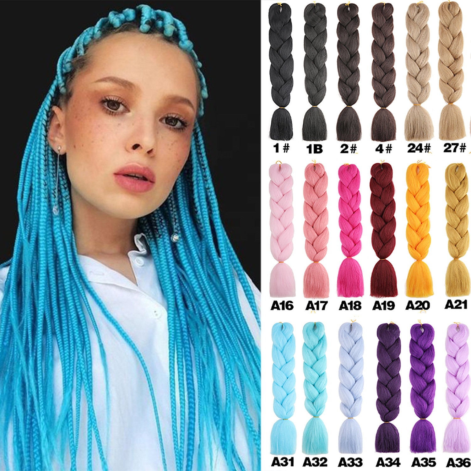 Африканские большие косы однотонный плетеный парик джамбо коса волосы высокотемпературный шелк дреды фабрика