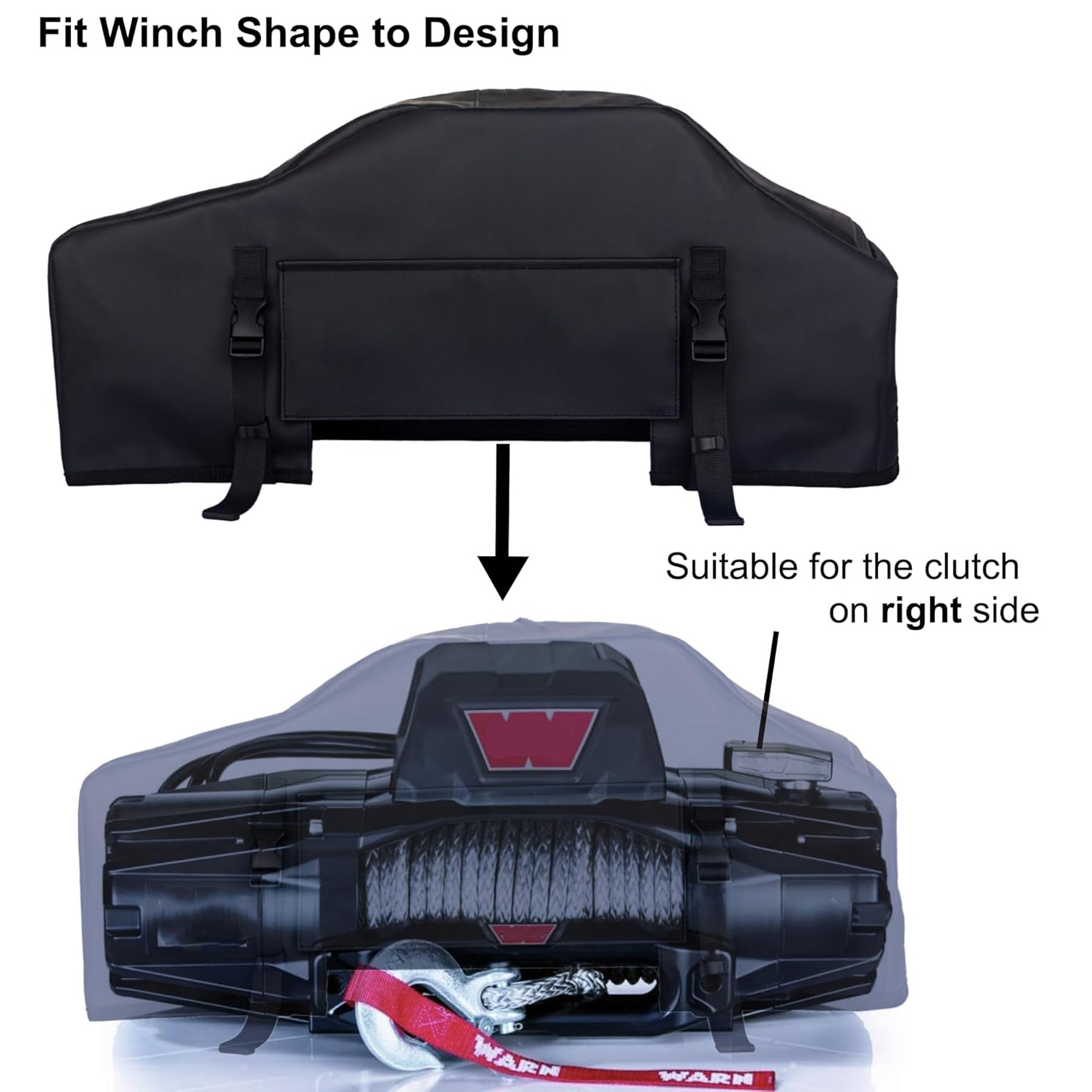 Traction Car Winch Cover Winch Cover Winch Protective Cover Dust Cover Anti-Uv Rain Cover Cross-Border Wholesale