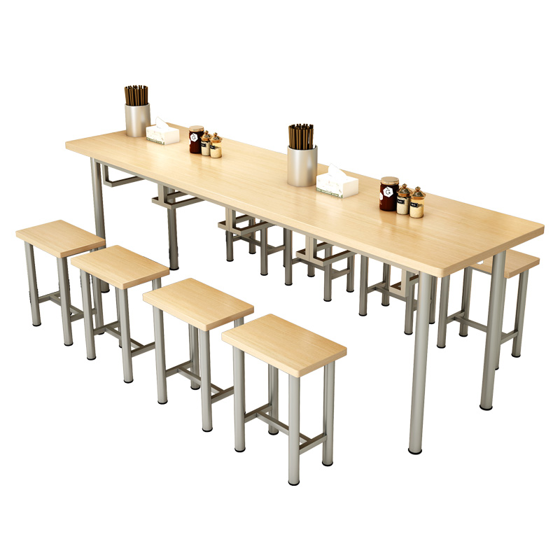 工厂食堂餐桌椅组合4人6人8人挂凳长方形简易餐桌饭店快餐桌椅