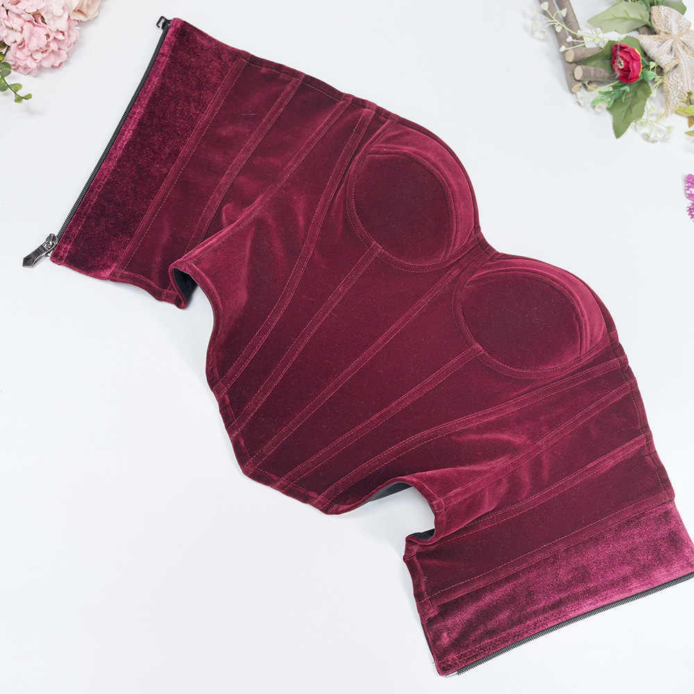Thickened Warm Velvet Fishbone Corset, Tight-Fitting French-Style Camisole, Tube Top for Outer Wear or Layering, Waist-Cinching Vest-Style Tank Top