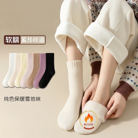 terry socks children autumn and winter fleece-lined thickened warm deodorant home floor socks sleep socks winter confinement socks