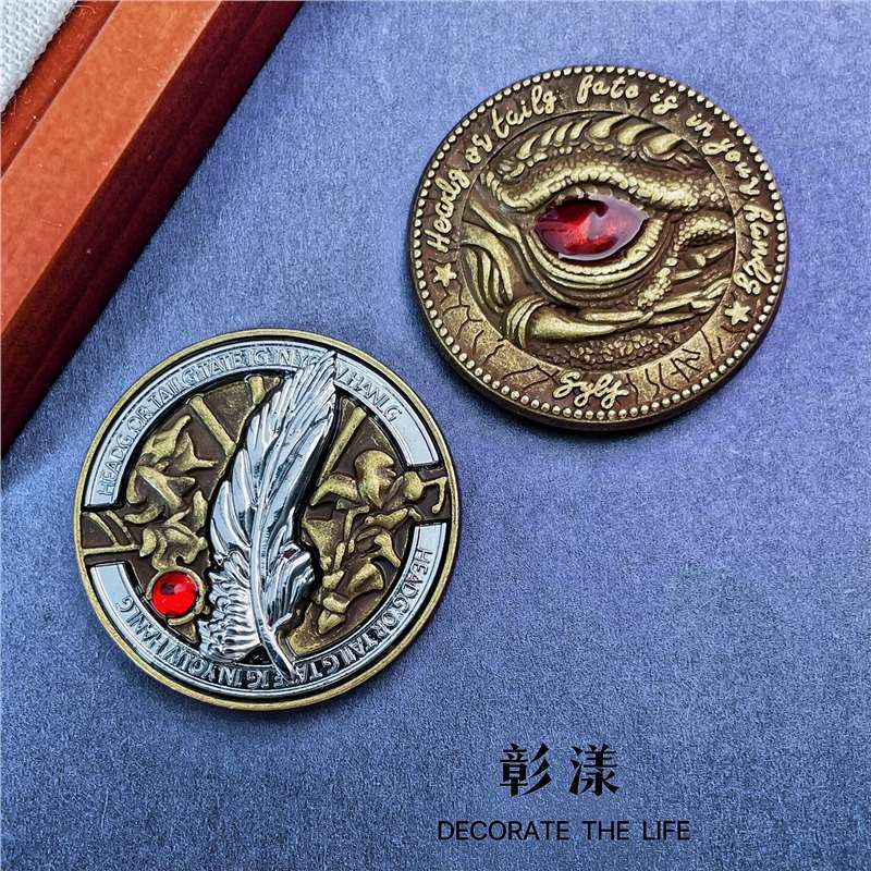Монета удачи с пером дракона, монета для принятия решений, двухмерная памятная монета